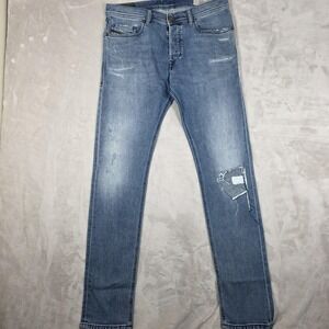 Diesel Tepphar Jeans Mens 32x32 Blue Slim Carrot Distressed Tapered Wash 084VI